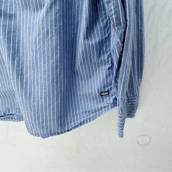 Vans Medium 100% Cotton Blue Striped Button-Up Shirt - Picture 5 of 10